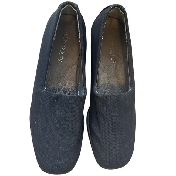 Aerosoles Temptation Wedges Black Fabric Upper Sandal Slip On Heel Shoe size 7.5 - Picture 5 of 8